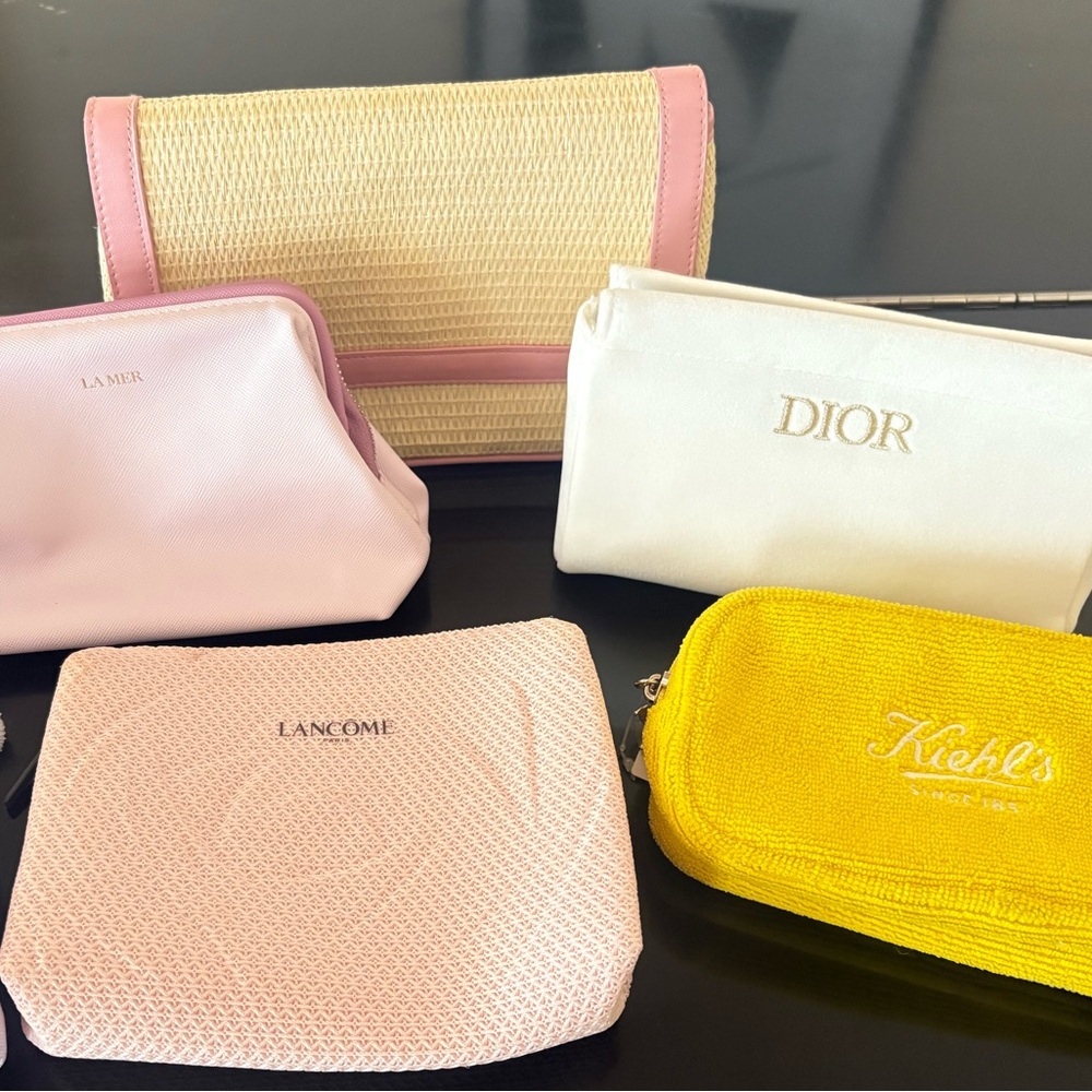 DIOR LA MER LANCÔME KIEHLS BRAND NEW COSMETIC BAG SET of (5)